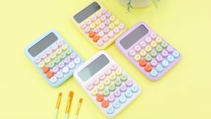Color Calculator Mechanical Large Display 12 Digit Keys Mechanical Dot Keyboard Big Button School