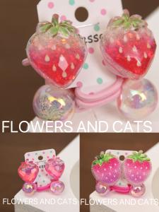 Cute Childrens Sugar Strawberry Fruit Hair Ties Baby Princess Hair Accessories Korean Style Flower And Cat Brand Hair Bands