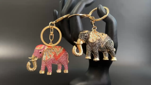Chicmine 2pcs Horse Keychain Colorful Sparkling Rhinestones Elephant Charm Key Chain Decorative Good Luck Pendant Bags Backpacks Wallets Cars Accessories