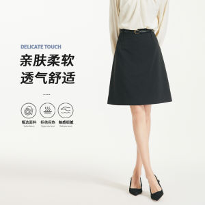 กระโปรงสั้นทรงเอเอวสูงสีเทาสำหรับผู้หญิงไซส์เล็ก เอฟเฟกต์กระชับสัดส่วน กระโปรงสั้นทรงเอสีเทาสำหรับใส่ไปทำงาน