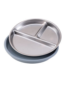 Color Kids 1PCS Stainless Steel Plate Detachable Suction Dishes Baby Feeding Sucker Bowl Food Grade Silicone Food Tray Tableware