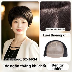 Is a wig | Tóc Thật Nhẹ Trọn Đỉnh cho Phụ Nữ Trung Niên và Cao Tuổi