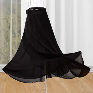 Dancing Chiffon Skirt Shoelace Red Classical Costumes One-Piece Long Skirt Gauze Skirt Apron Plaid Tide