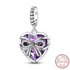 Mặt Dây Chuyền Charm Hình Trái Tim Bạc 925 Sterling Dành Cho Vòng Tay Dây Chuyền Tự Làm - Phù Hợp Với Nam & Nữ Quà Tặng Trang Sức Đính Zircon