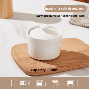SHUNYAN | Thickened Ceramic Stew Pot with Lid Food Grade Individual White Porcelain