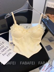 RedBeauty🌹โดปามีนลูกไม้แขวนหญิงสาวหวานหนึ่งไหล่หลอดด้านบนเซ็กซี่เสื้อกั๊กสั้นบางเฉียบหวานด้านบน