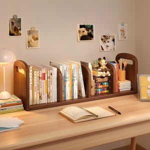 Wooden Desk Organizer Stand Office Desk Vertical Storage Rack Workstation Book Easel Shelf Home Furniture Assembly Required