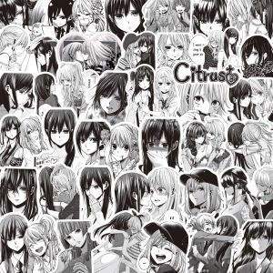 สติ๊กเกอร์กลิ่นส้มสำหรับบันทึกการ์ตูนญี่ปุ่น Citrus สมุดบันทึกโทรศัพท์มือถือสีดำและขาว Blue Original Haru Iyami