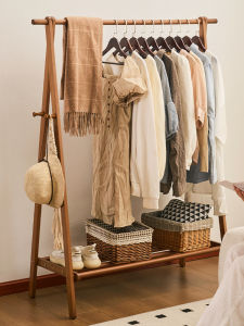 MANHAOSHI | Floor-standing Real Wood Clothes Rack