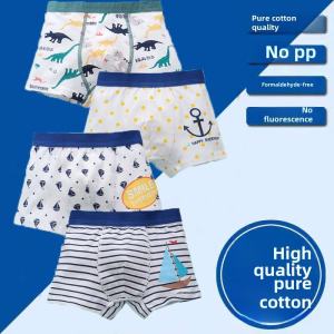 Boys Cotton Underwear 9 Year Old Kindergarten Students Four Flat Angle Briefs Short Pants Comfortable Breathable Innerwear