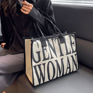 OUDENGPAI | Large Capacity Canvas Shopping Bag Womens Travel Bag Single Shoulder Commuting Fitness Class Mommy Tote Bag Trendy