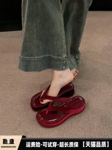 Fashionable Thick Heel Sandals Womens Flip Flops Summer Outdoor Wear Lecon Brand mid Heel Daily Wear Rubber Sole Ultra-Fine Fiber