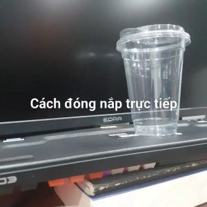 Cốc nhựa nắp trực tiếp PET cứng 400ml 500ml 50 cái đựng cafe matcha