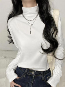 Womens Half Turtleneck Modal Bottoming Shirt Spring & Fall 2024 New Arrival Fall and Winter White Dralon with Western Style Mid-Collar Top