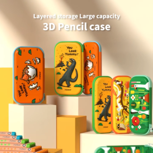 (Ankylosaurs Orange Pencil Case) Mideer Kids Pencil Box Pencil Case - 180 Degree Open 3D Surface Eva Surface Material Present Gift