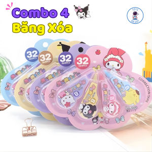Combo 4 Băng Xóa Kuromi / Hello Kitty / My Melody - Bút Xóa Kéo Đồ Dùng Học Tập Cho Học Sinh