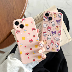 Cartoon Sanrio Strawberry Winnie the Pooh Silicone Phone Case for iPhone 14 pro Max New Apple 15 plus Full Cover Anti-Fall Thin 7
