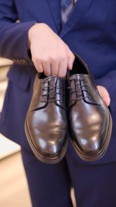 Giày tây nam MULGATI Classic Black Derby buộc dây da trơn - SP17159-01