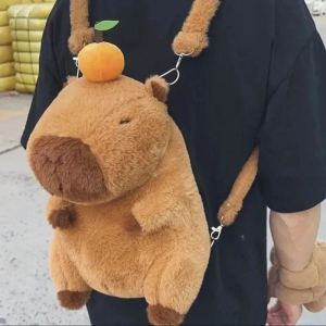 Kawaii Capybara Plush Backpack Capybara Crossbody Bag Handbag Soft Warm Capybara School Bag for Birthday Gifts