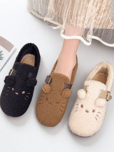 Giày Vải Bắc Kinh Cổ Điển Đế Mềm Mùa Đông Ấm Áp Chống Trượt Đế Mềm Đế Cao Su Thường Ngày Ngoài Trời Lông Cừu