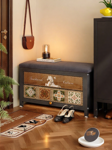 MEISD | Vintage Entryway Steel Shoe Cabinet Bench