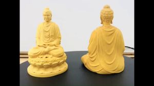 Tượng Phật Thích Ca Mâu Ni chất liệu Gỗ Hoàng Dương Mộc size 12cm nhập khẩu làng nghề chạm khắc tượng Đài Loan