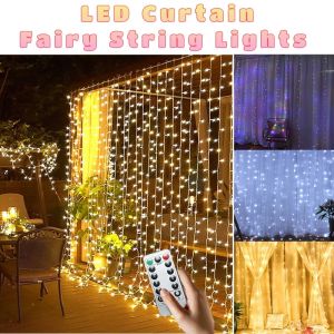 LED Curtain Lights Stars Fairy String Light With Remote Home Festival Party Wedding Decor Lights