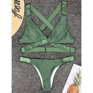 Bikini Thoải Mái Có Thể Điều Chỉnh Màu Trơn Bộ Đồ Hai Mảnh Quần Short Chất Liệu Polyester Cổ Chữ V Tay Ngắn Mặc Mùa Xuân