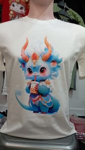 Kaos Pria 3 Dimensi Motif Naga Biru Minum Tshirt Oblong Katun 24s H0279 By Hans & Co