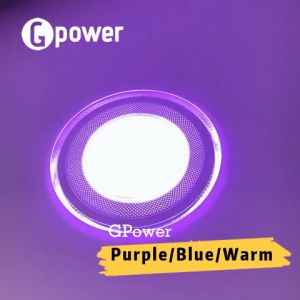GPower 7W Tri color LED Pin light for Ceiling Downlight Ultra-Thin 3 Colors Purple/Blue/Warm 4 inches Panel Light for Living Room Bedroom Indoor Bar Restaurant Led Light