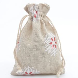 10pcs/lot Red Rose Printing Cotton Linen Bag Wedding Candy Drawstring Bag Travel Small Object Storage Bag Christmas Gift Bag