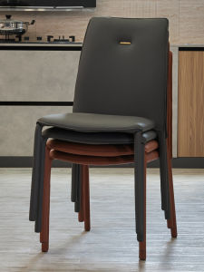 Modern Minimalist Dining Chairs Home Use Mahjong Chairs Stackable Restaurant Eating Stools Leather Soft Surface No Assembly Required
