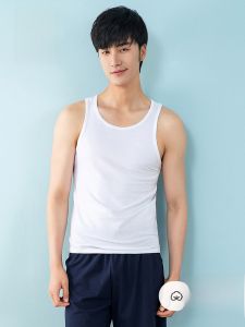 HLA | Mens Summer Thin Pure Cotton Tank Top 2 Pieces Solid Color Simple Sleeveless Breathable Sweat Absorbent Base Layer Vest