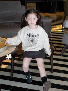 AnnieGirl Casual Floral Sweatshirt Skirt Set for Girls Autumn Cotton Comfortable Baby All-match Half Skirt Outfit Trendy