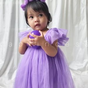 Gaun Pesta Anak Perempuan 1 Tahun Import Terbaru 2023 Warna Lilac Rok Tutu Mewah