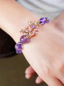 Purple Crystal Bracelet Antique Style Small Fresh Water Beads Woven Hand String for Women with Chinese Style Accessories