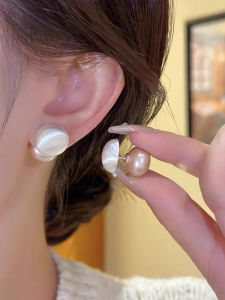 Retro Matte Pearl Stud Earrings Elegant Minimalist Design Daily Chic Fashion Jewelry Womens Handmade round Ear Cuffs