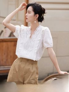 INMAN | V-Neck Short Sleeve French Style Shirt
