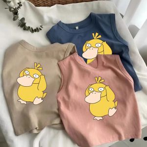 Kids Sleeveless T-Shirt Summer Boys and Girls Cotton Vest Boys Baby Cute Cartoon Print K-style Tops T