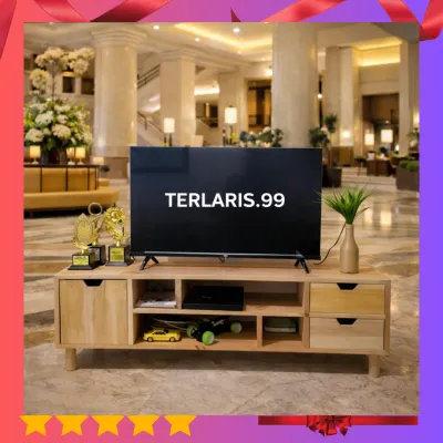 (Redy Stok) Meja TV 50in Full Kayu Meja Penyimpanan Natral