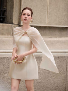 French Style Lightweight Chiffon Sleeveless Dress Waist Defining Slimming
