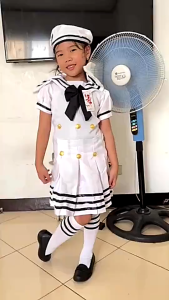 【CDWDC 】Kids Costumes for Navy Sailor Uniform Hat Halloween Cosplay Girls Party Stage Performance Boys Marin