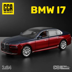 【RUM】1:24 Scale BMW I7 Alloy Car Model Light & Sound Effect Diecast Car Toys for Boys Birthday Gift Kids Toys Car Collection