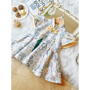 Princess Style Birthday Girl Baby Dress Chinese Traditional Cheongsam Puffy Skirt Lightweight Polyester Fabric for 1st Year Celebration
