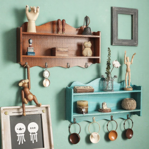 Creative Retro Wooden Storage and Key Hanging Hooks