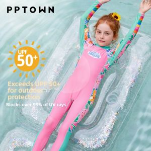 PPTOWN | Sun Protection Chlorine Resistant Girls Swimsuit