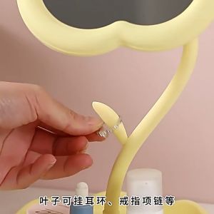 กระจกแต่งหน้า กระจกหมุนได้ 360องศา รูปดอกไม้น่ารักๆ สามารถเก็บเครื่องประดับได้ด้วย กระจกตั้งโต๊ะ แบบมินิมอล วัสดุแข็งแรง มีให้เลือก3สี (makeup mirror)