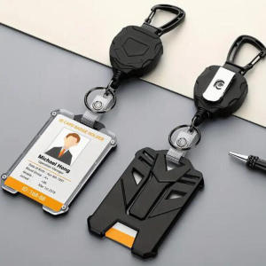 New Badge Holder Carabiner Keychain Tactical ID Holder Retractable Reel Mountaineering Buckle Multiple Tools Accessories Hiking