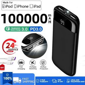 powerbank heavy duty original 100000mah with LED lights Digital Display 2 Outputs highquality portable power bank