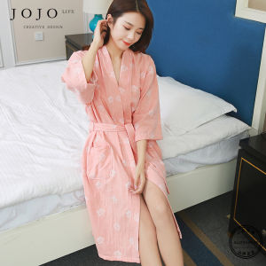 Pure Cotton Bathrobe for Women Absorbent Gauze Material Summer Towel Nightgown Home Use Comfortable Lightweight Bathrobe